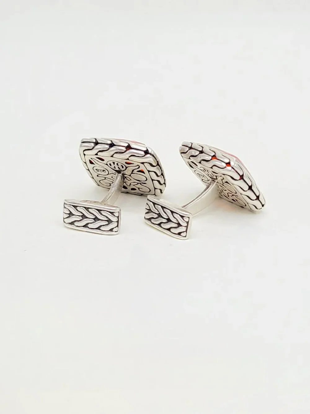 John Hardy Classic Chain Cufflinks in Sterling Silver w/ Carnelian - RARE